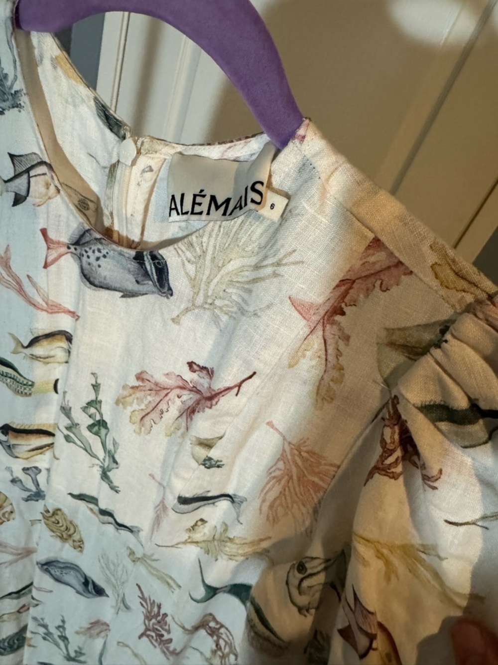 Alemais Cream Maxi Dress with Pastel Floral & Sea Life Print - Picture 6 of 7